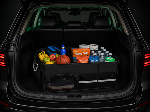 Foldable Oxford cloth trunk organizer with compartments in a car boot